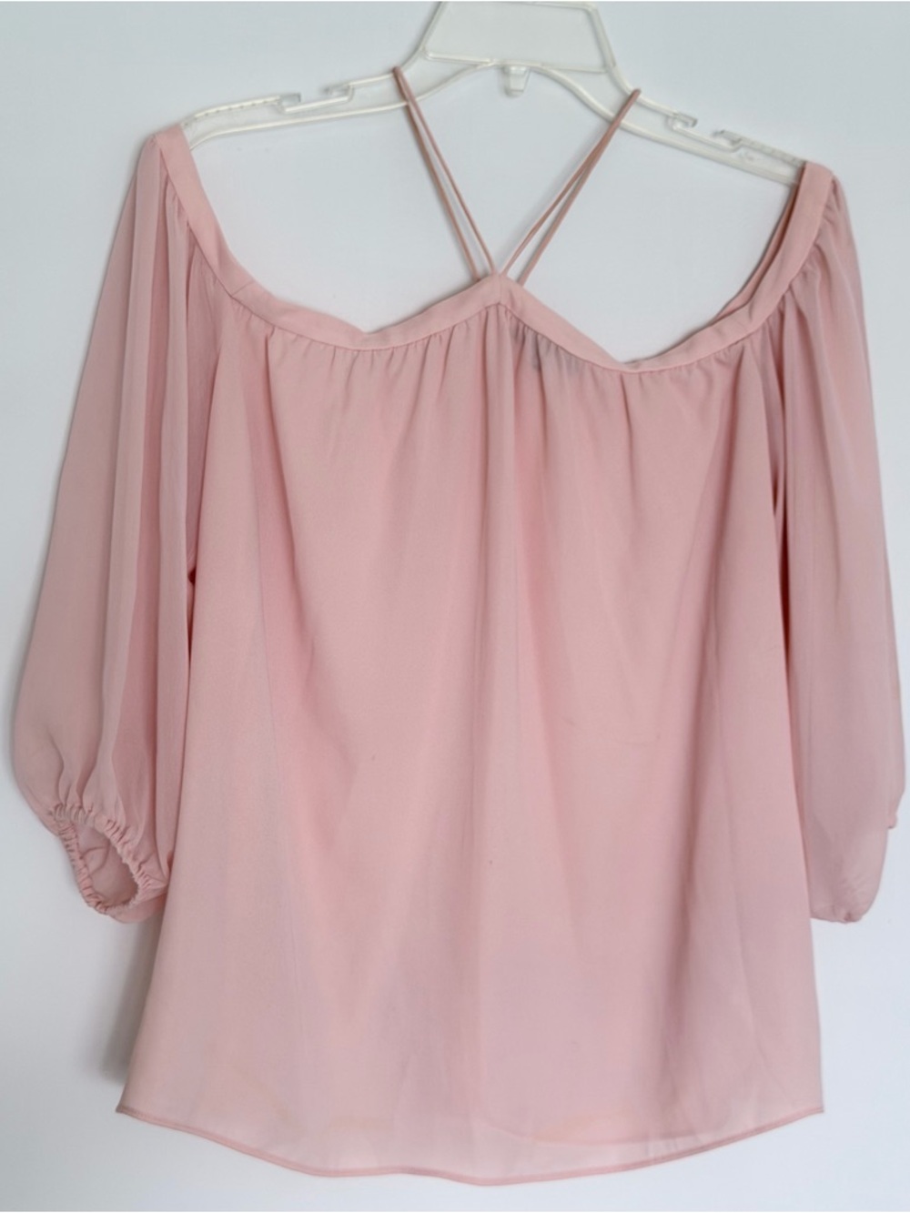 1. State Blush Pink Off-Shoulder Blouse with Strappy Back